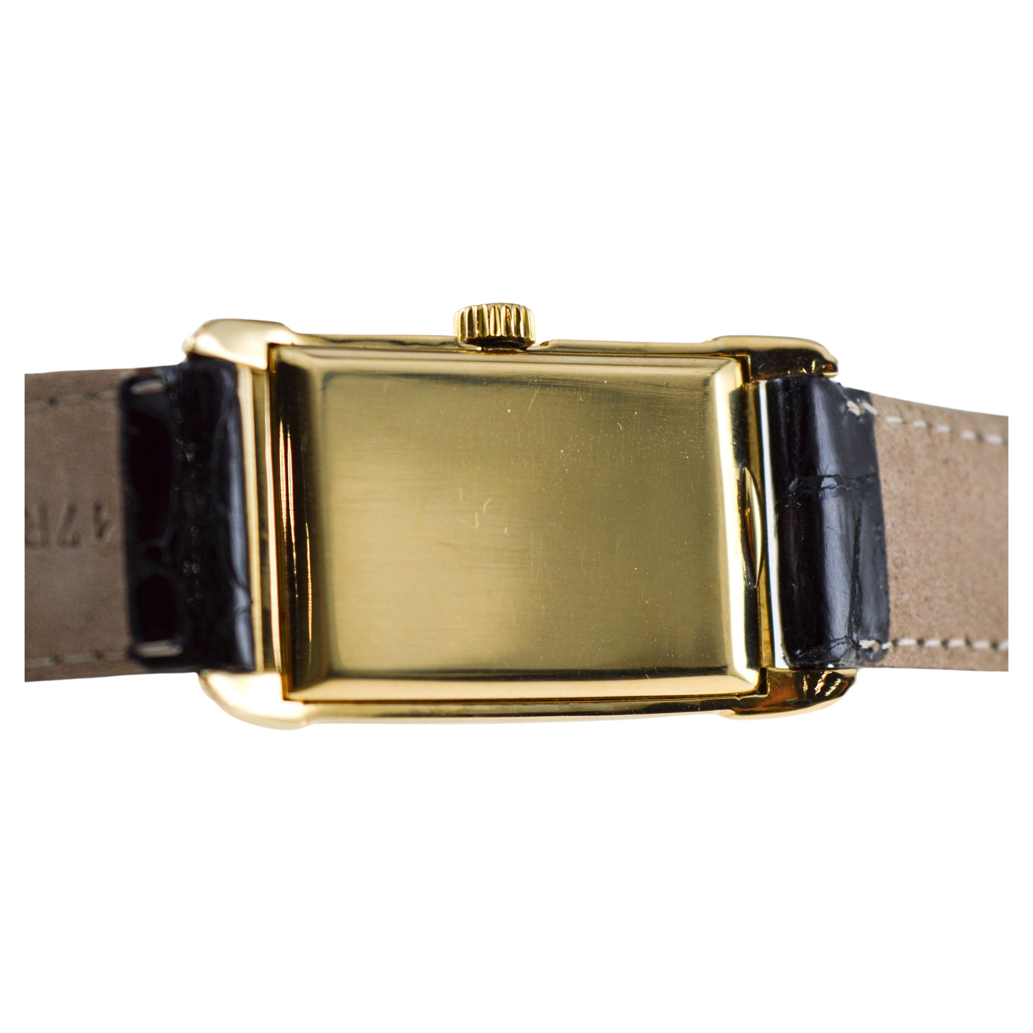 Patek Philippe Yellow Gold Art Deco Style Manual Watch, circa 1948 with Archival For Sale 7