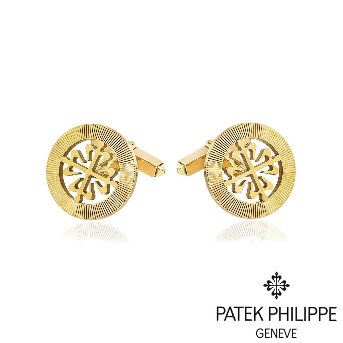 Men's Patek Philippe Yellow Gold Calatrava Cross Cufflinks For Sale