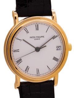 Patek Philippe Yellow Gold Calatrava Hobnail Bezel Automatic Wristwatch, c 2000