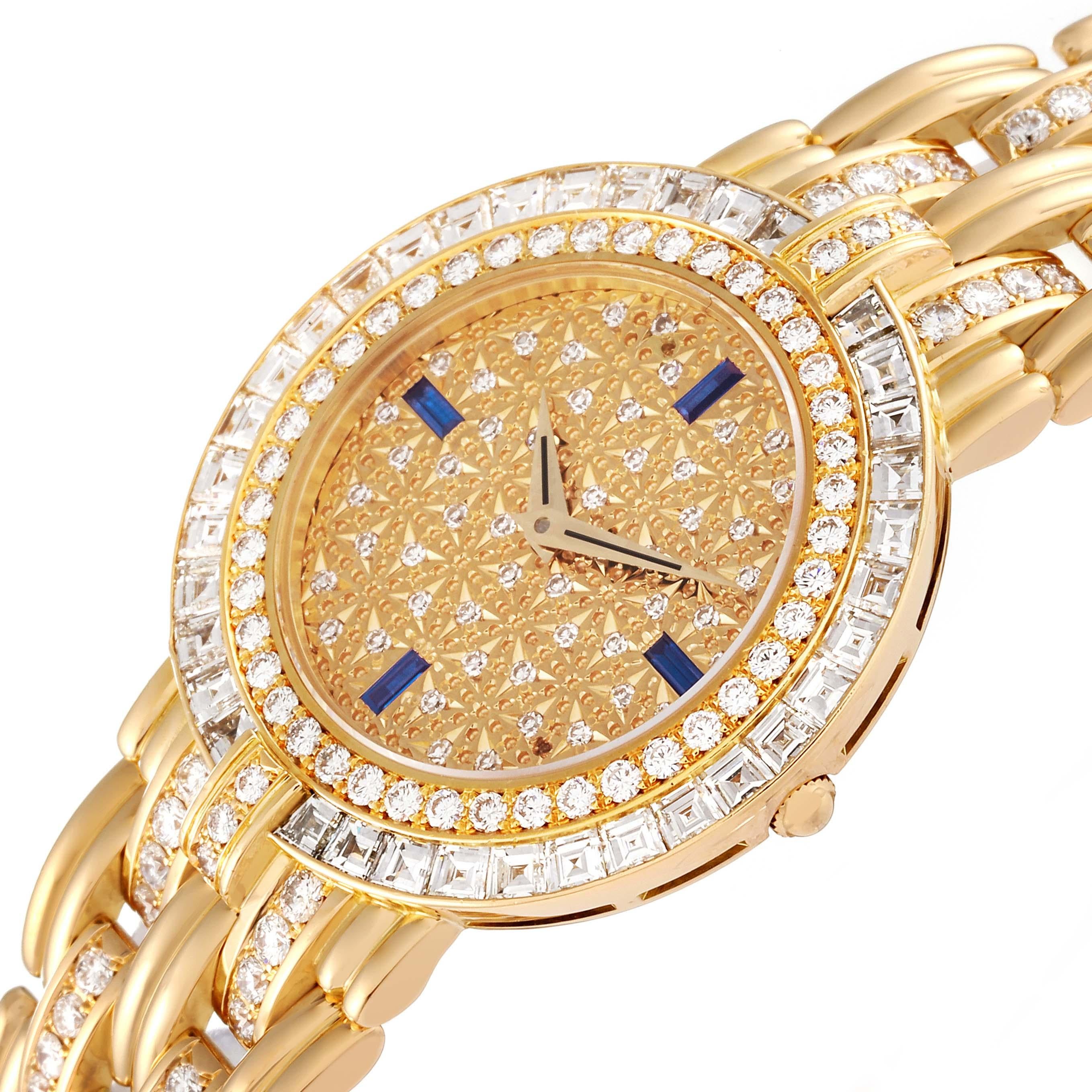 Patek Philippe Yellow Gold Diamond Sapphire Ladies Watch 3982 For Sale 1