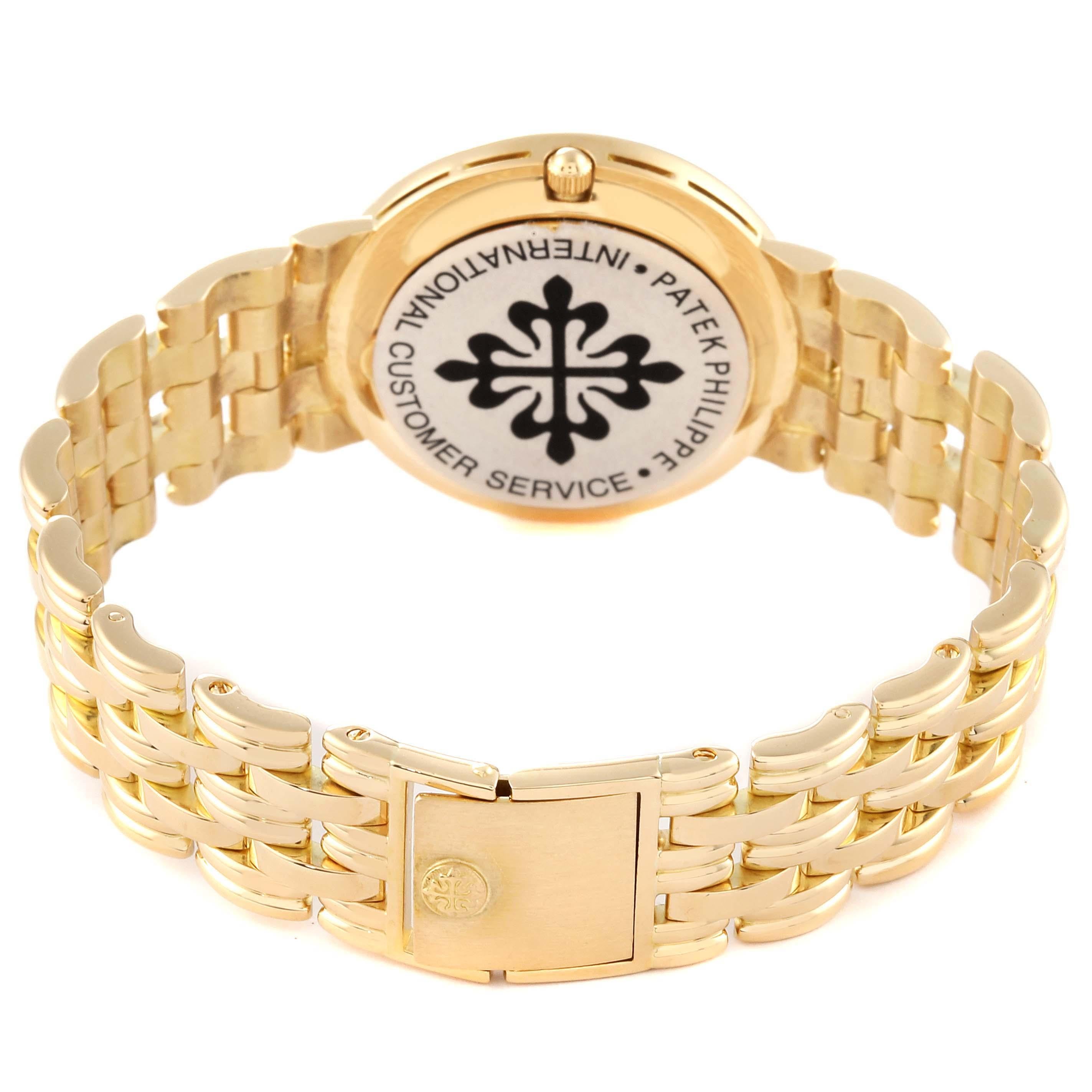 Patek Philippe Yellow Gold Diamond Sapphire Ladies Watch 3982 For Sale 4