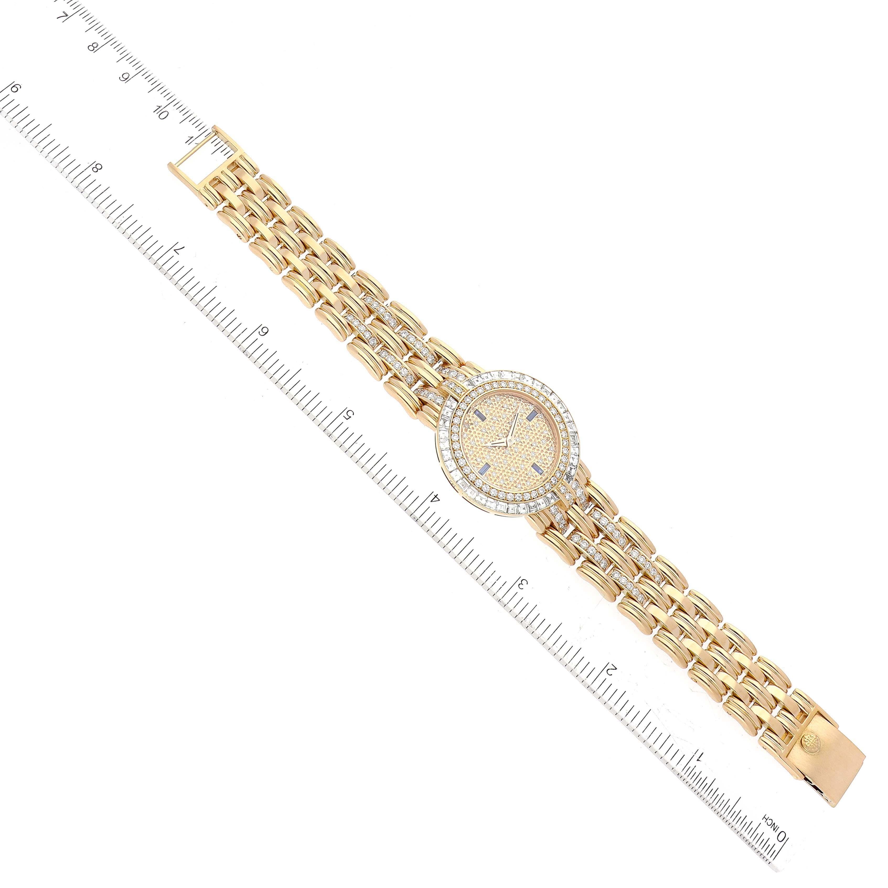Patek Philippe Yellow Gold Diamond Sapphire Ladies Watch 3982 For Sale 5