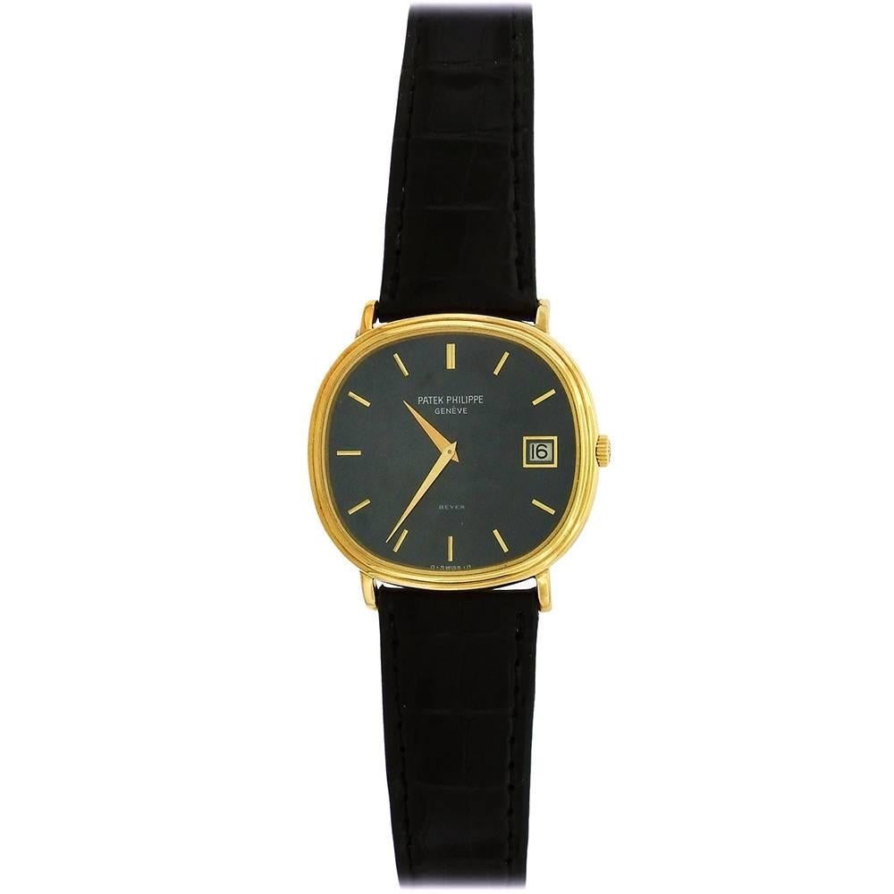 Patek Philippe Yellow Gold Ellipse Blue Dial automatic Wristwatch Ref 3989  1