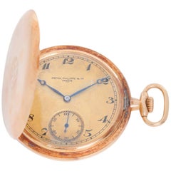 Patek Philippe Yellow Gold Hunting Case Metal Dial Manual Pocket Watch