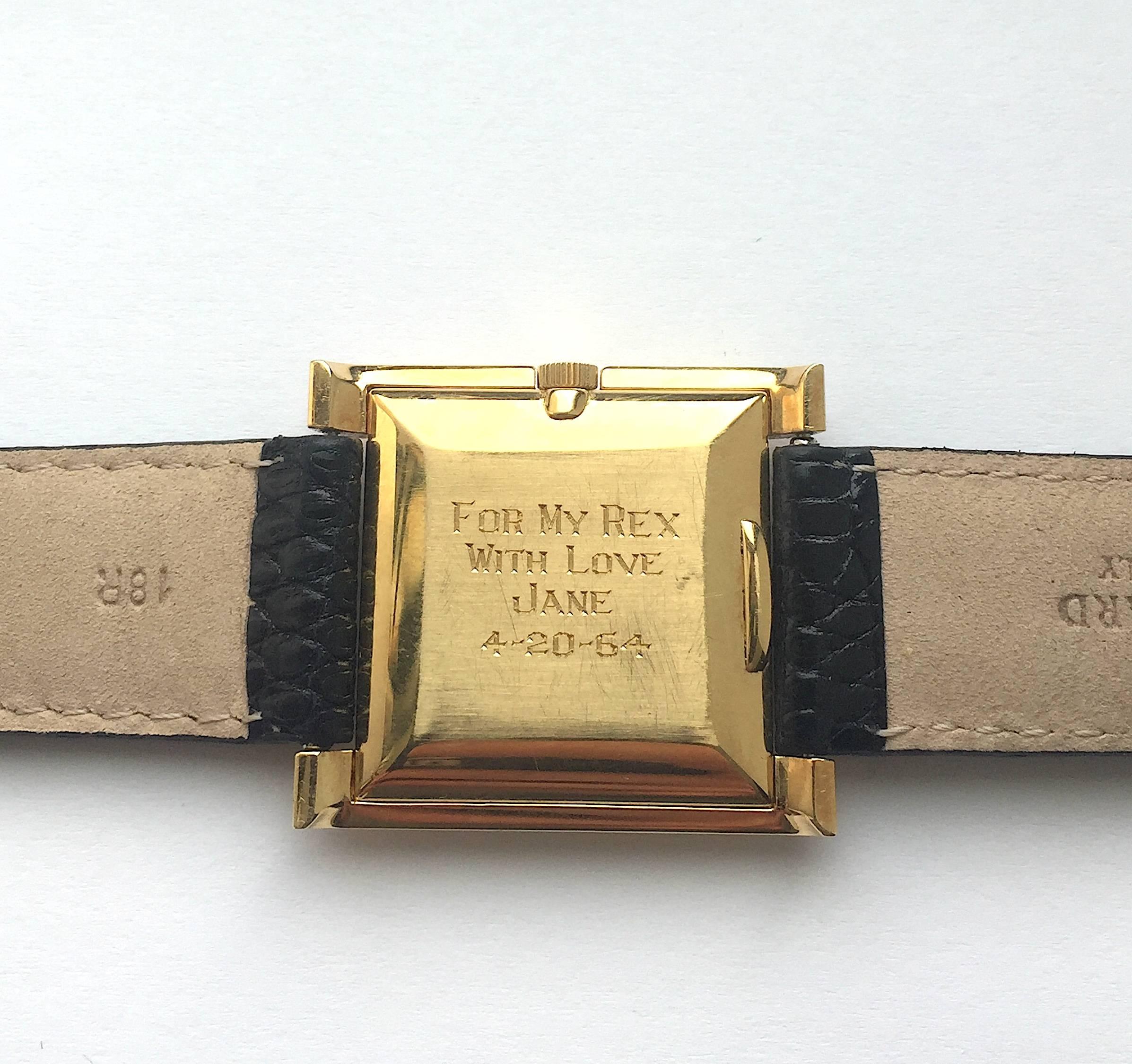 Patek Philippe Yellow Gold Manual Wind Square Wristwatch 4