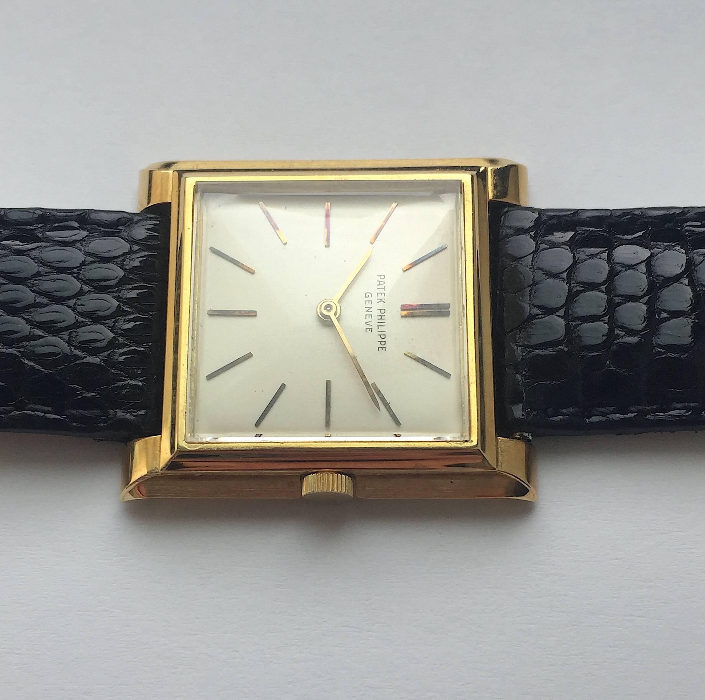 Patek Philippe Yellow Gold Manual Wind Square Wristwatch 3