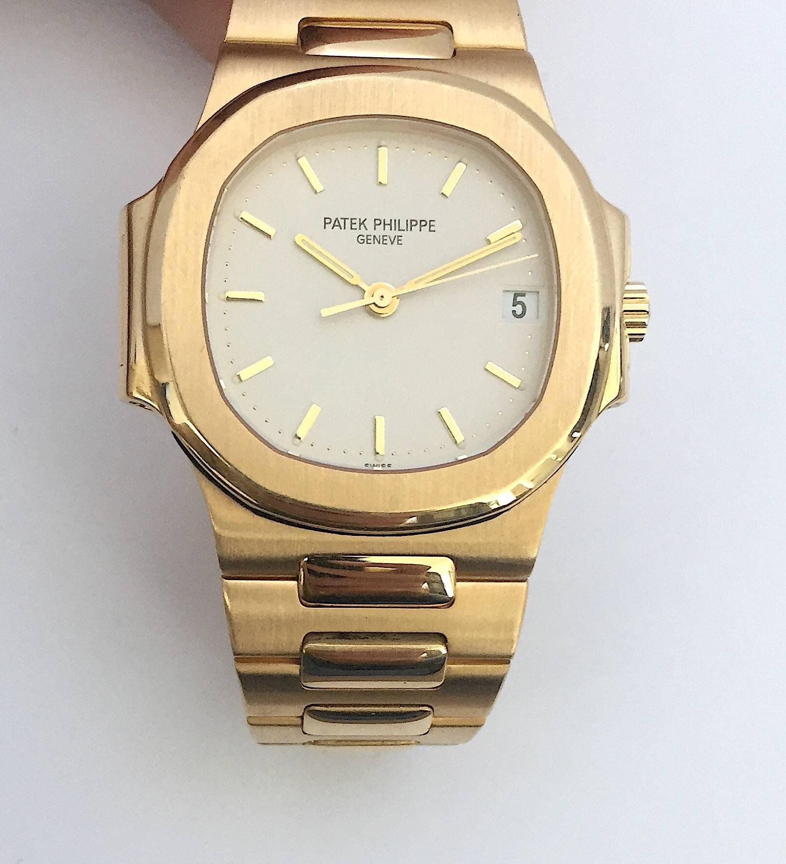 Patek Philippe Yellow Gold Nautilus Automatic Wristwatch For Sale 7