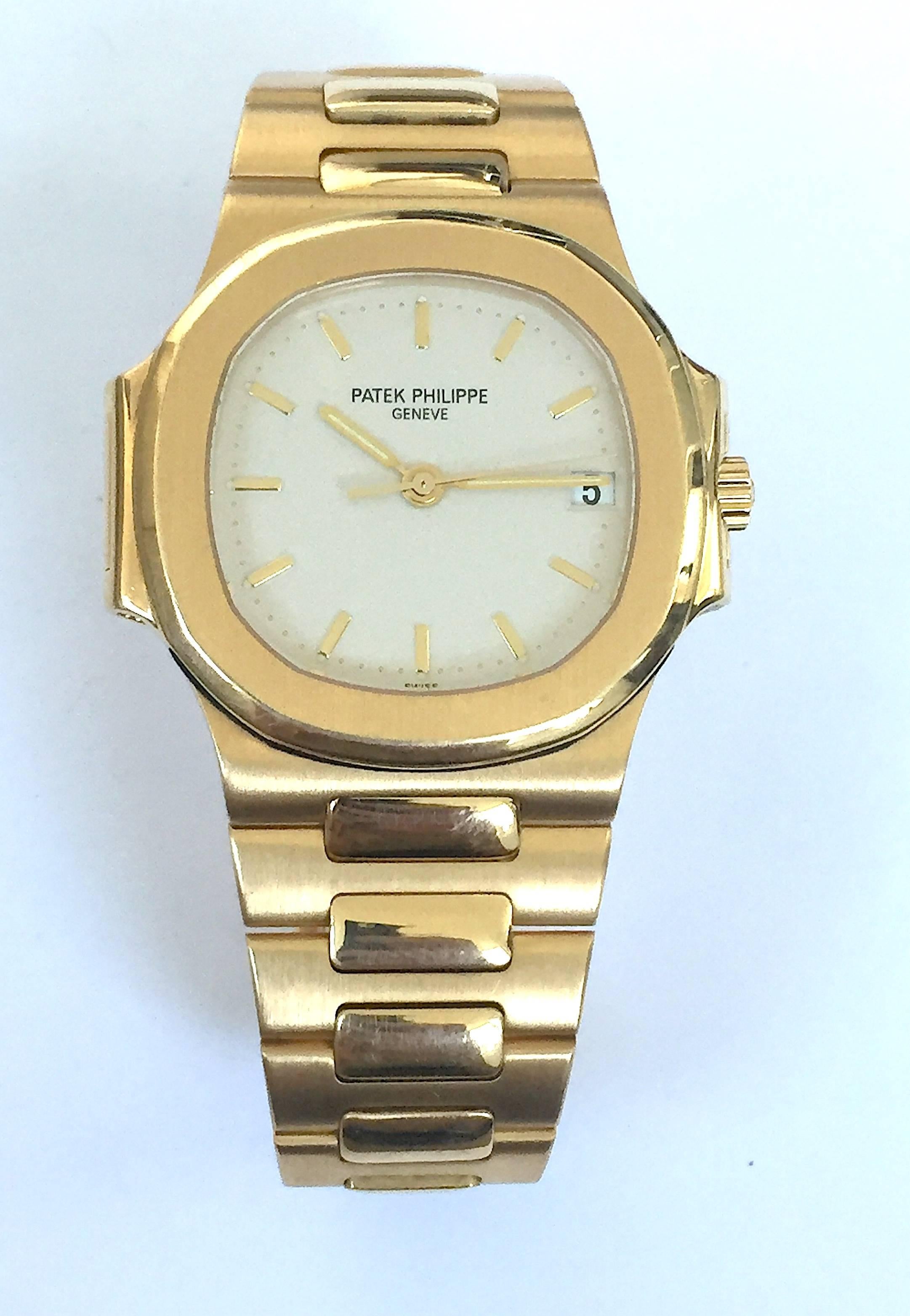 Patek Philippe Yellow Gold Nautilus Automatic Wristwatch, Ref 3800 For Sale 9