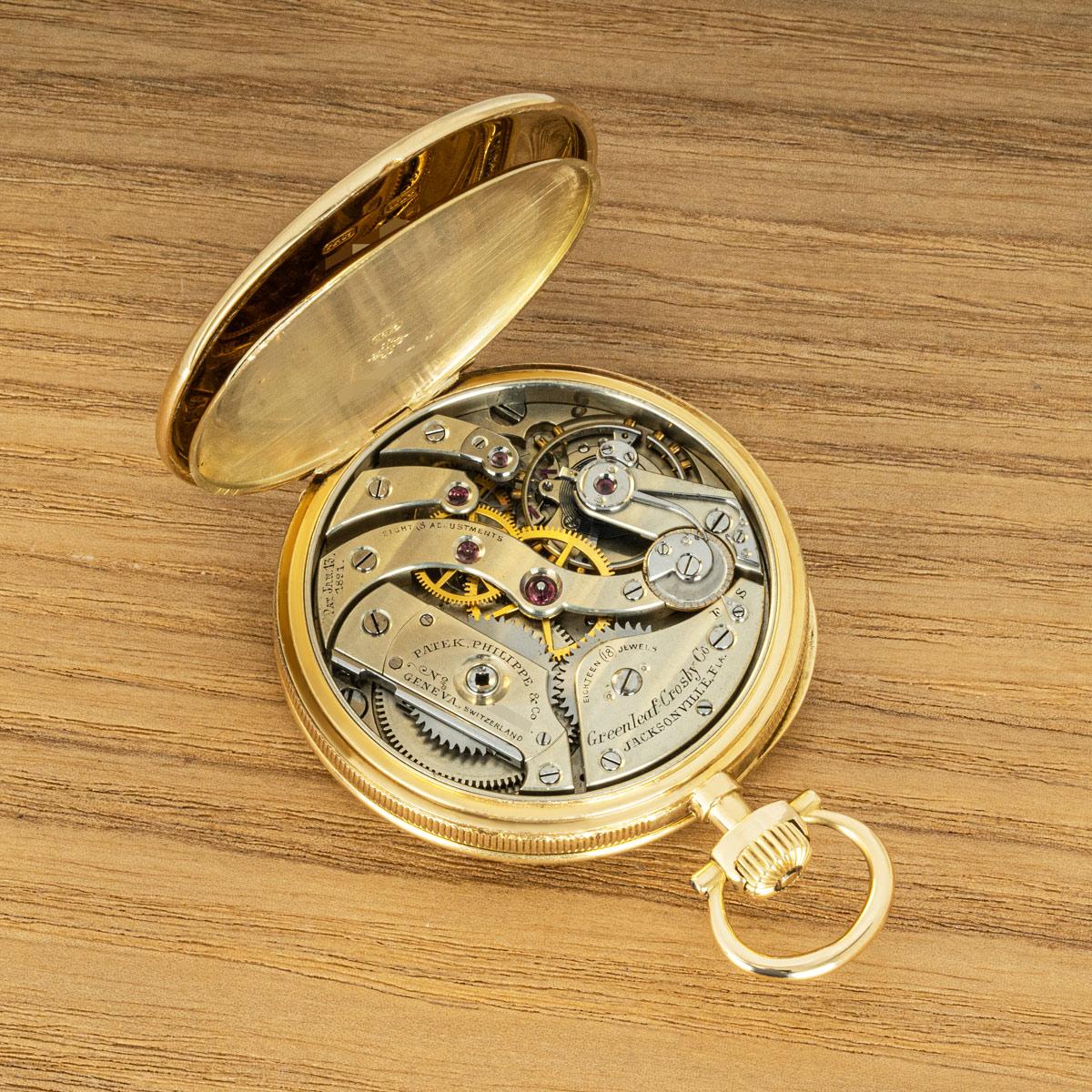Art Nouveau Patek Philippe Yellow Gold Open Face Pocket Watch C1910