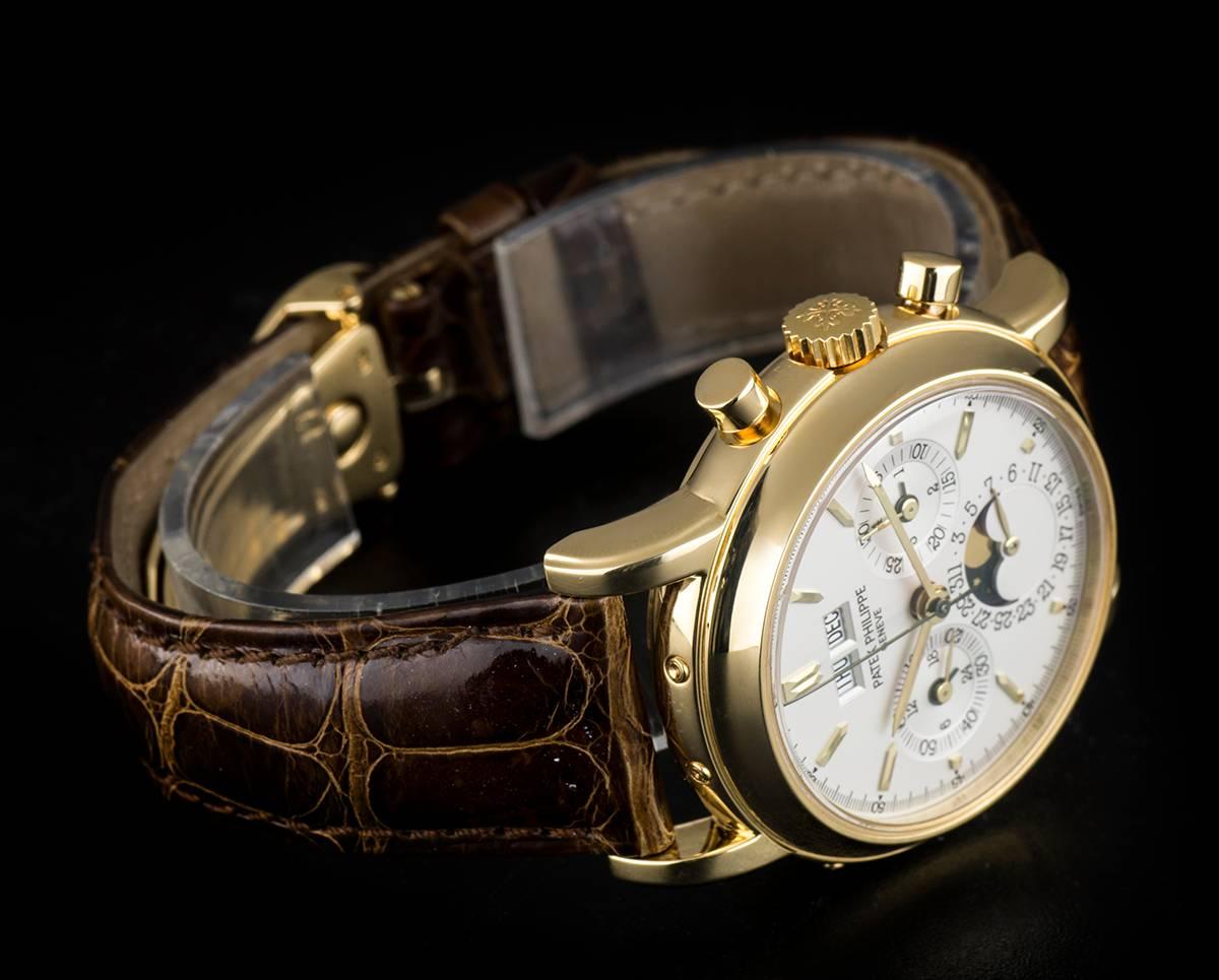 Women's or Men's Patek Philippe Yellow Gold Perpetual Calendar Chronograph Manual Wind Wristwatch