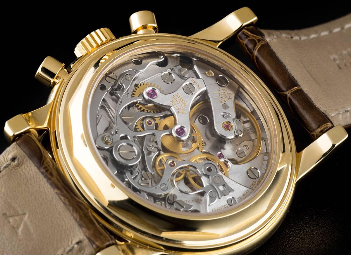 Patek Philippe Yellow Gold Perpetual Calendar Chronograph Manual Wind Wristwatch 2
