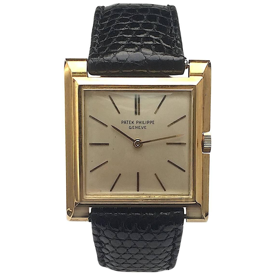 Patek Philippe Yellow Gold Square Manual Wind Wristwatch