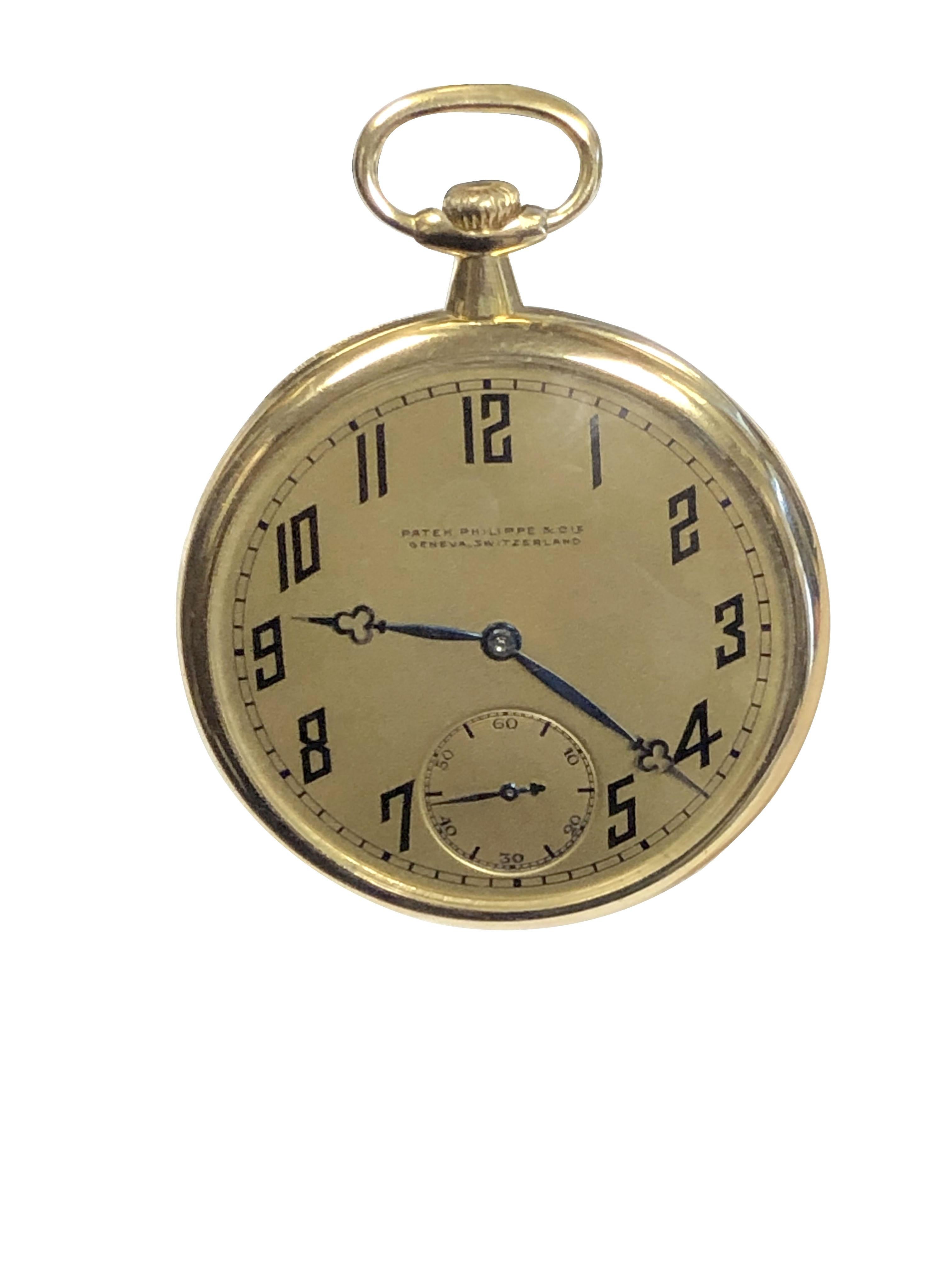 Patek Philippe Yellow Gold Vintage Pocket Watch In Excellent Condition For Sale In Chicago, IL