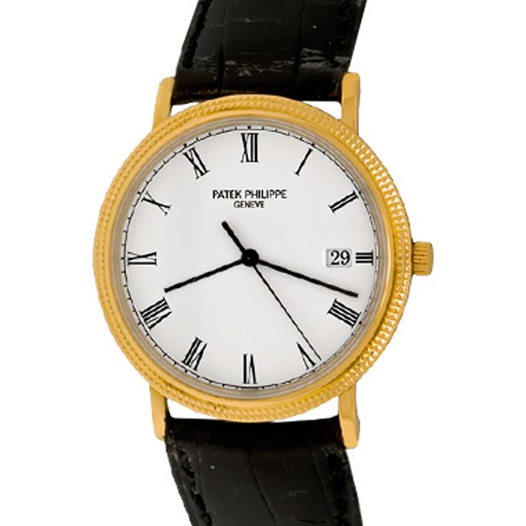 Patek Philippe Yellow Gold White Dial Calatrava Wristwatch