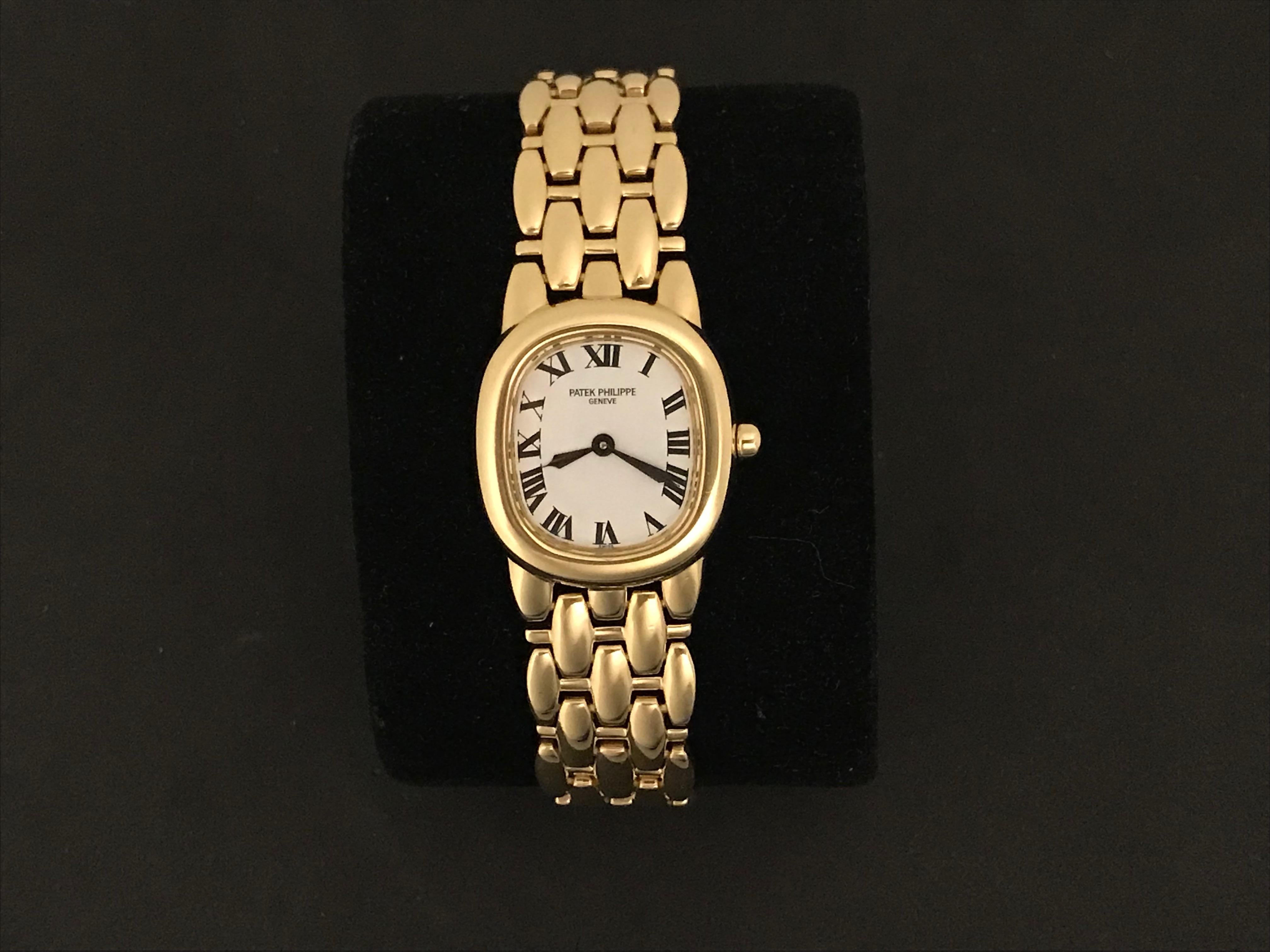 Contemporary Patek Philippe Yellow Gold White Dial Ellipse Quartz Wristwatch