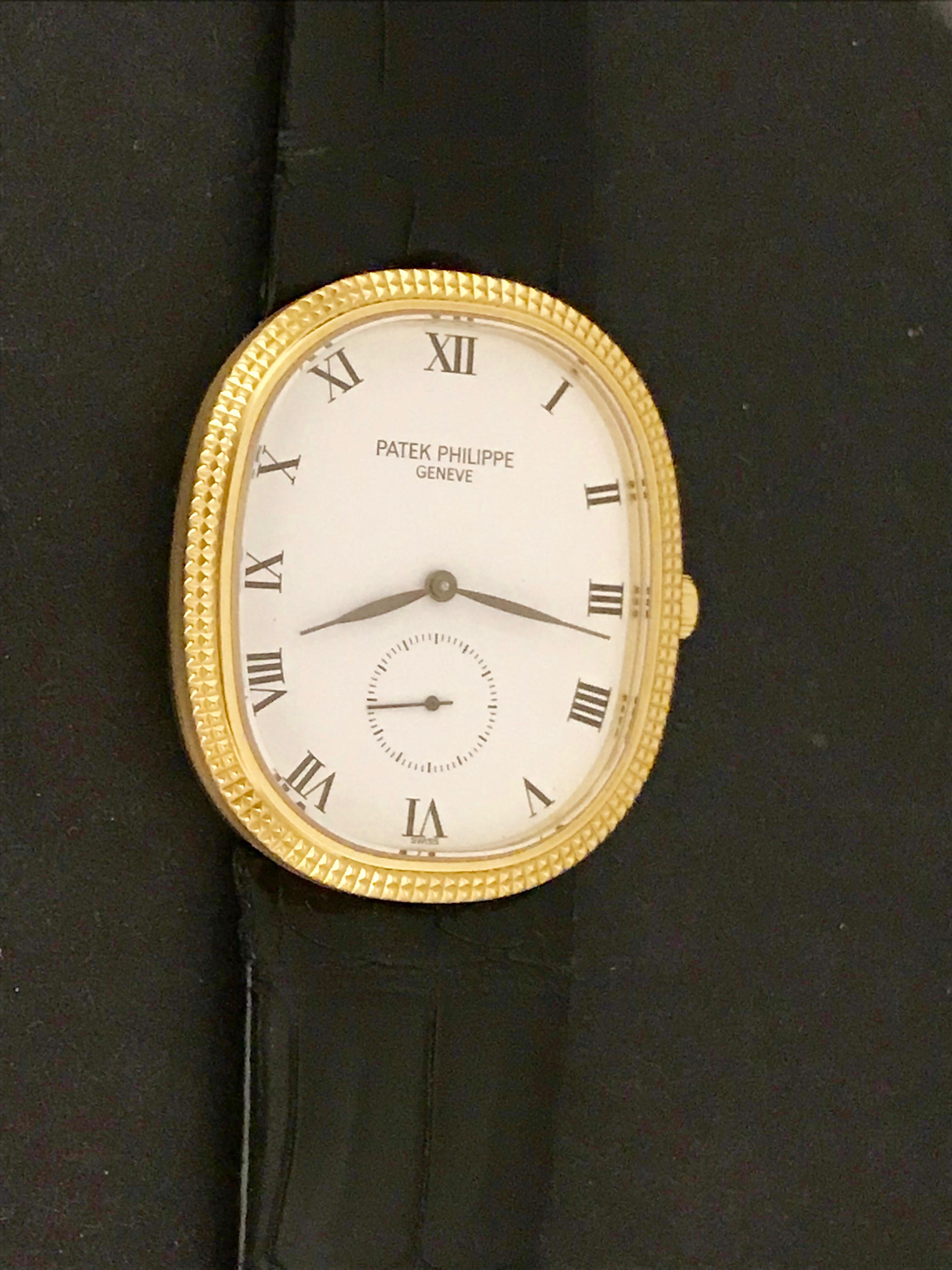 Contemporary Patek Philippe Yellow Gold White Dial Ellipse Wristwatch