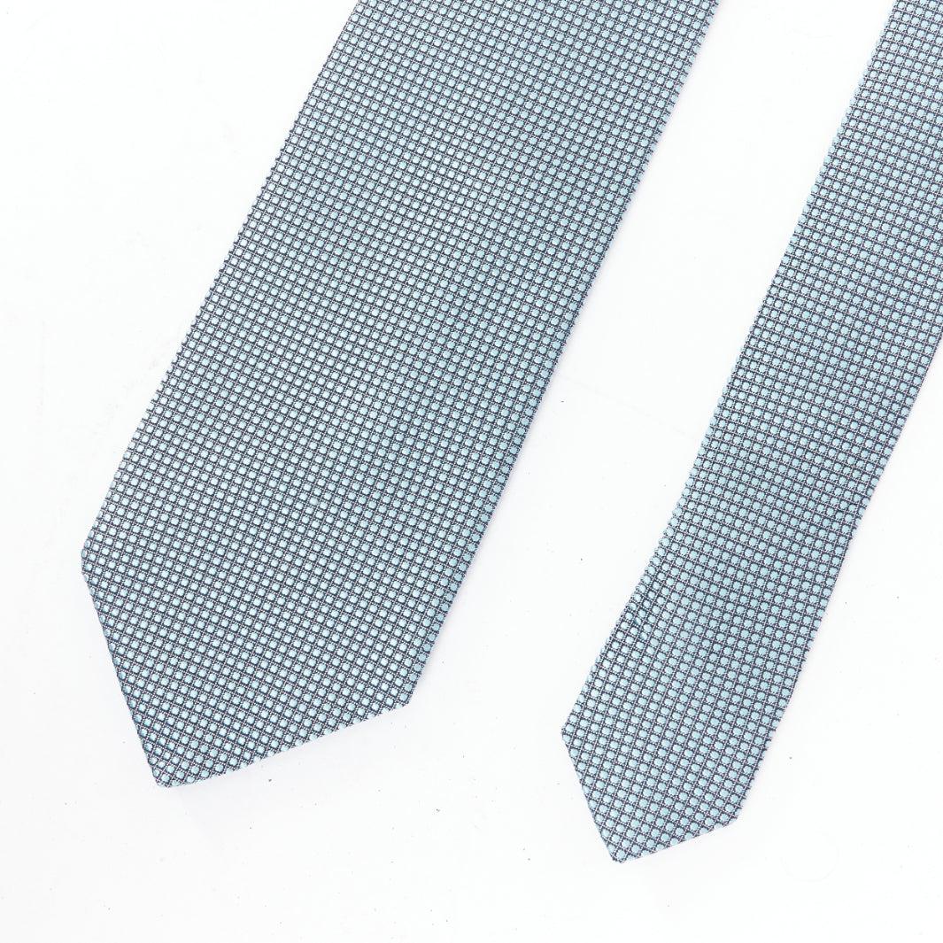Blue PATEK PHILLIPE 2011 100% silk blue grid jacquard wide dress tie For Sale