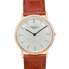 Patek Phillipe Calatrava No Date 18k Yellow Gold Silver Dial Watch 3520