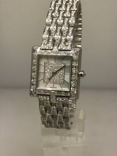 Patek Phillipe Gondolo 18 Karat White Gold & Pave Diamond Lady's Bracelet Watch