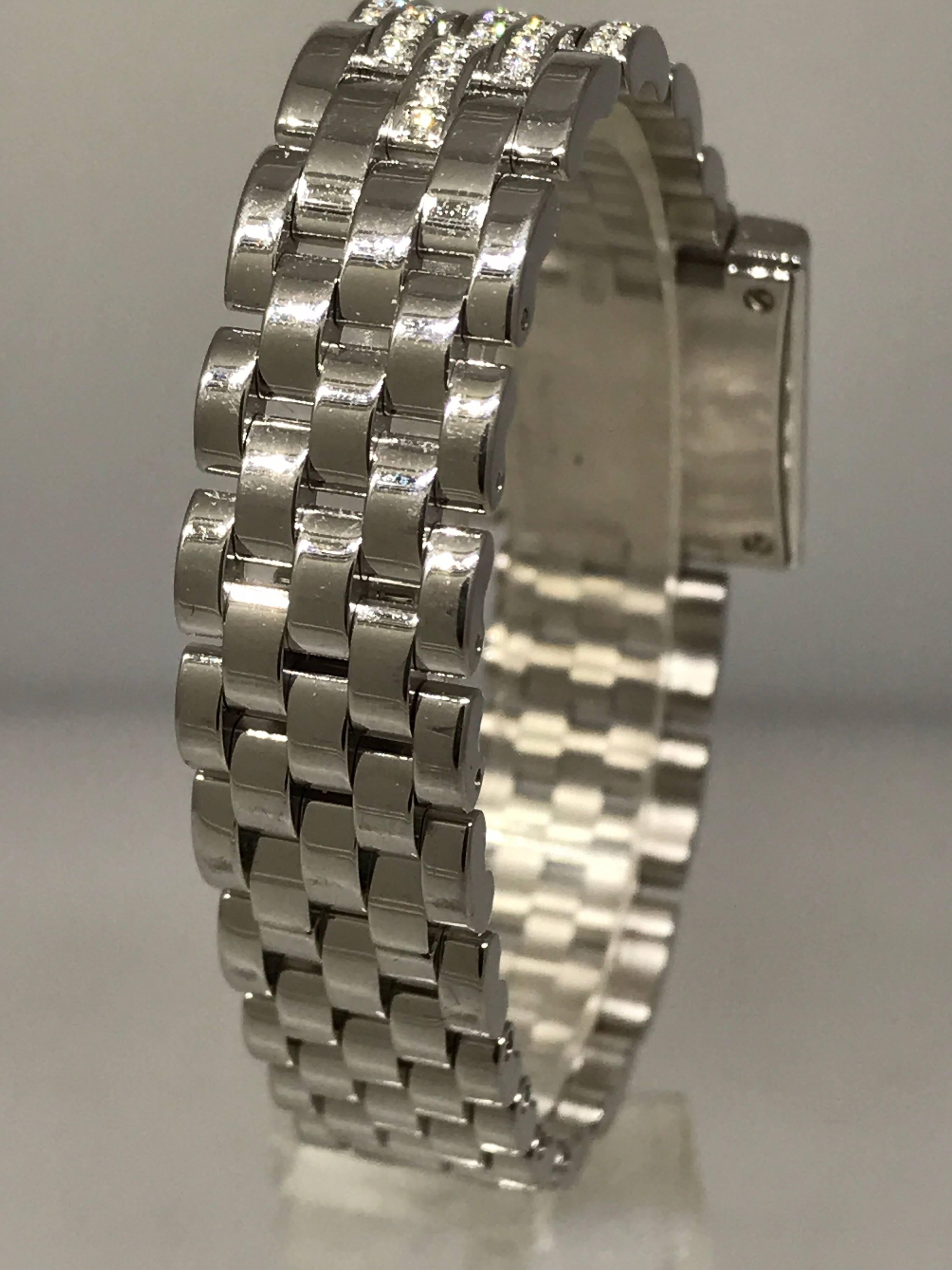Patek Phillipe Gondolo 18 Karat White Gold & Pave Diamond Lady's Bracelet Watch  For Sale 4