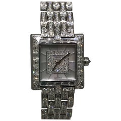 Used Patek Phillipe Gondolo 18 Karat White Gold & Pave Diamond Lady's Bracelet Watch