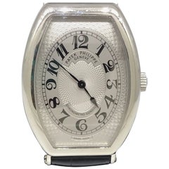 Patek Phillipe Gondolo Mechanical Platinum Black Leather Band Men's Watch 5098P