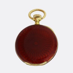 Patek Phillipe Red Guilloché Enamel Pendant Watch