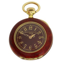 Patek Phillipe Red Guilloché Enamel Pendant Watch
