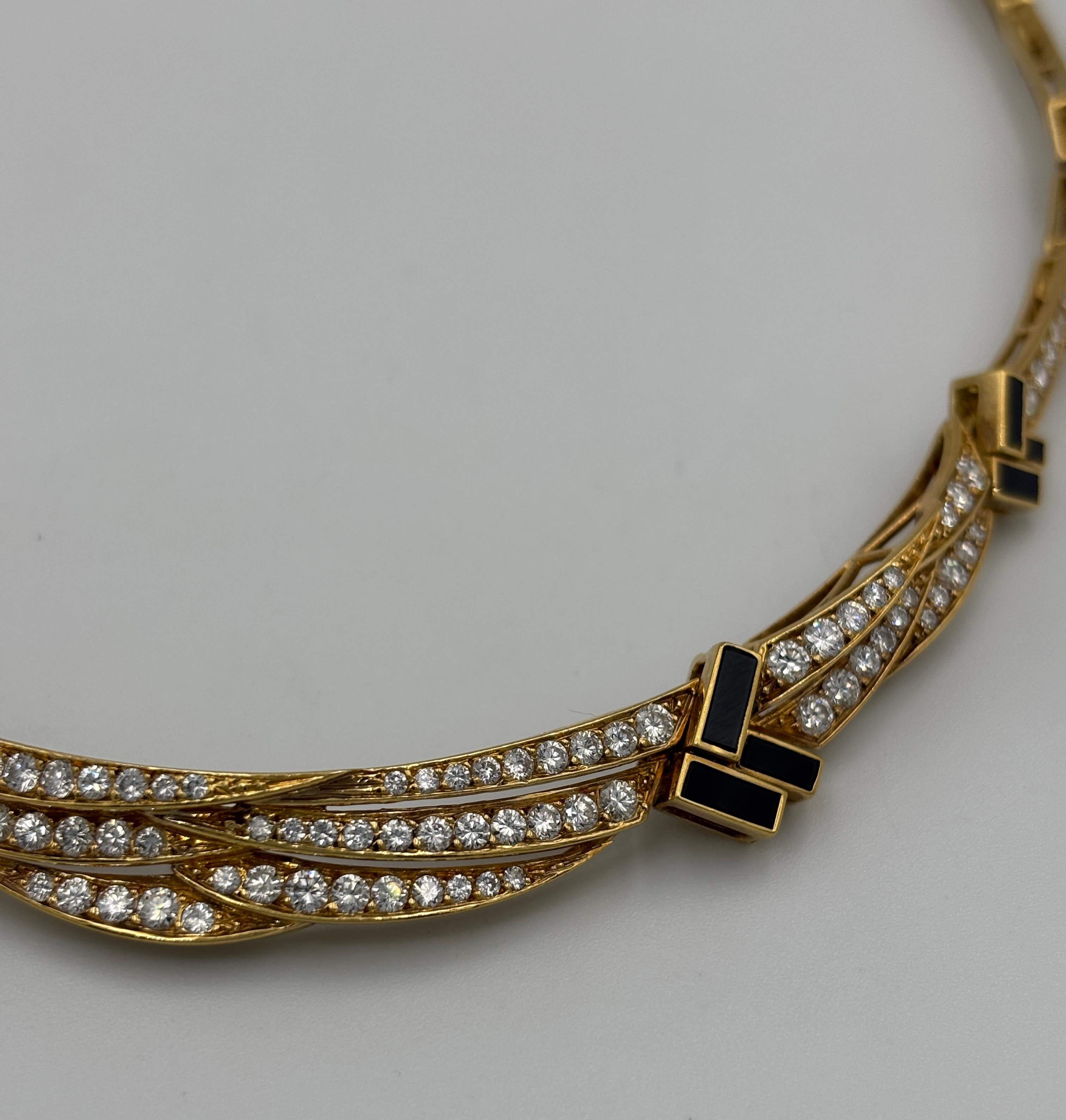 Patek Phillippe girocollo in oro 18k, onice e diamanti con circa 6,5 carati di diamanti In condizioni buone in vendita a London, GB