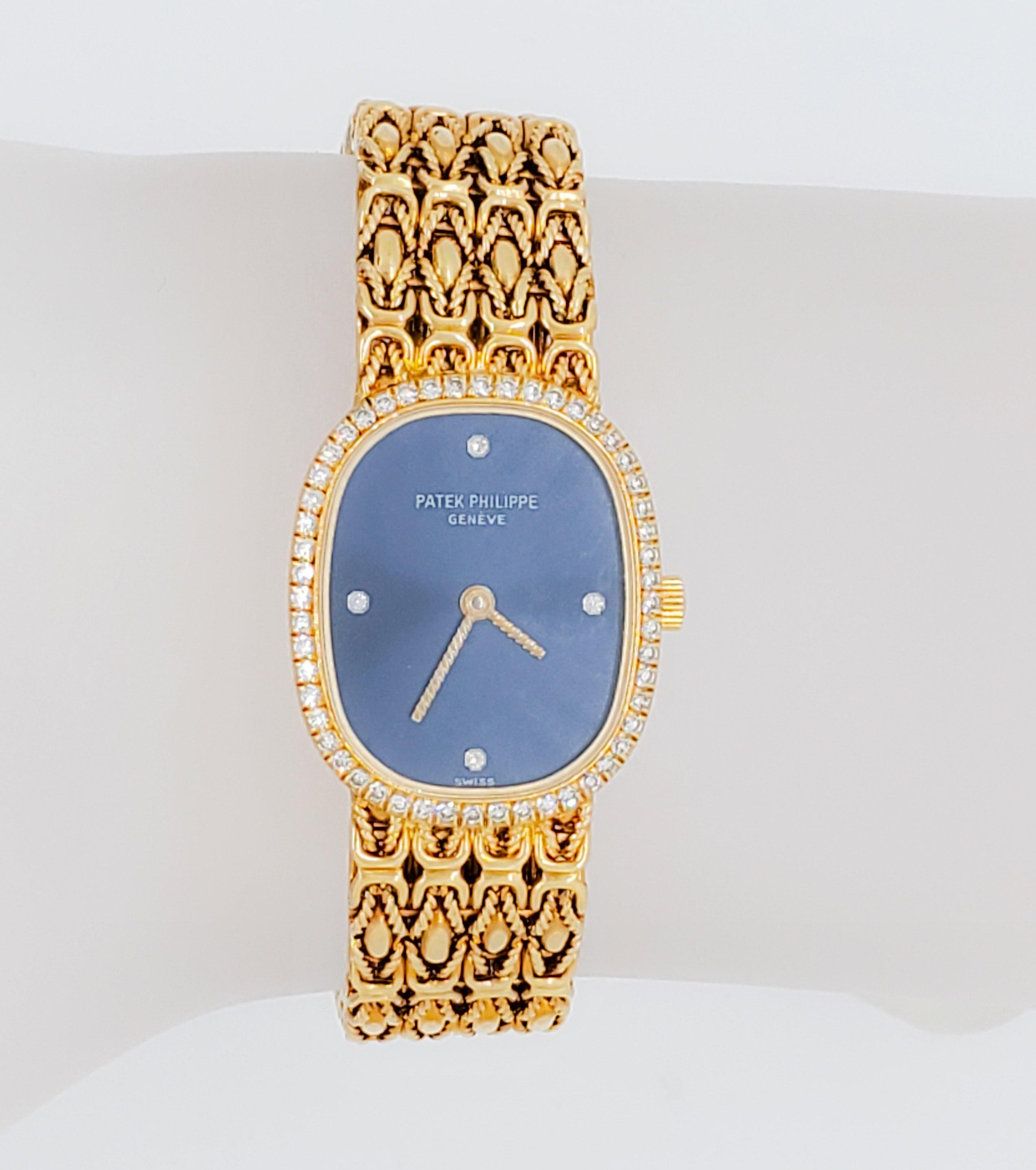 Beautiful Patek Phillippe Golden Ellipse diamond and 18k yellow gold watch.  Mint condition.