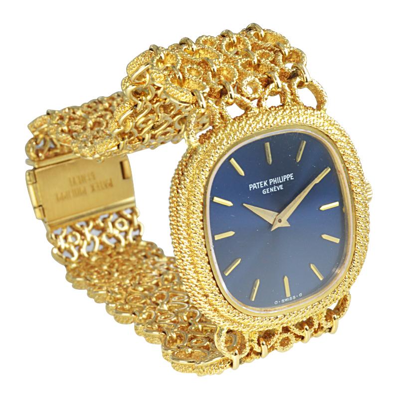 Women's or Men's Patek Yellow Gold Ellipse Bracelet Watch circa 1980