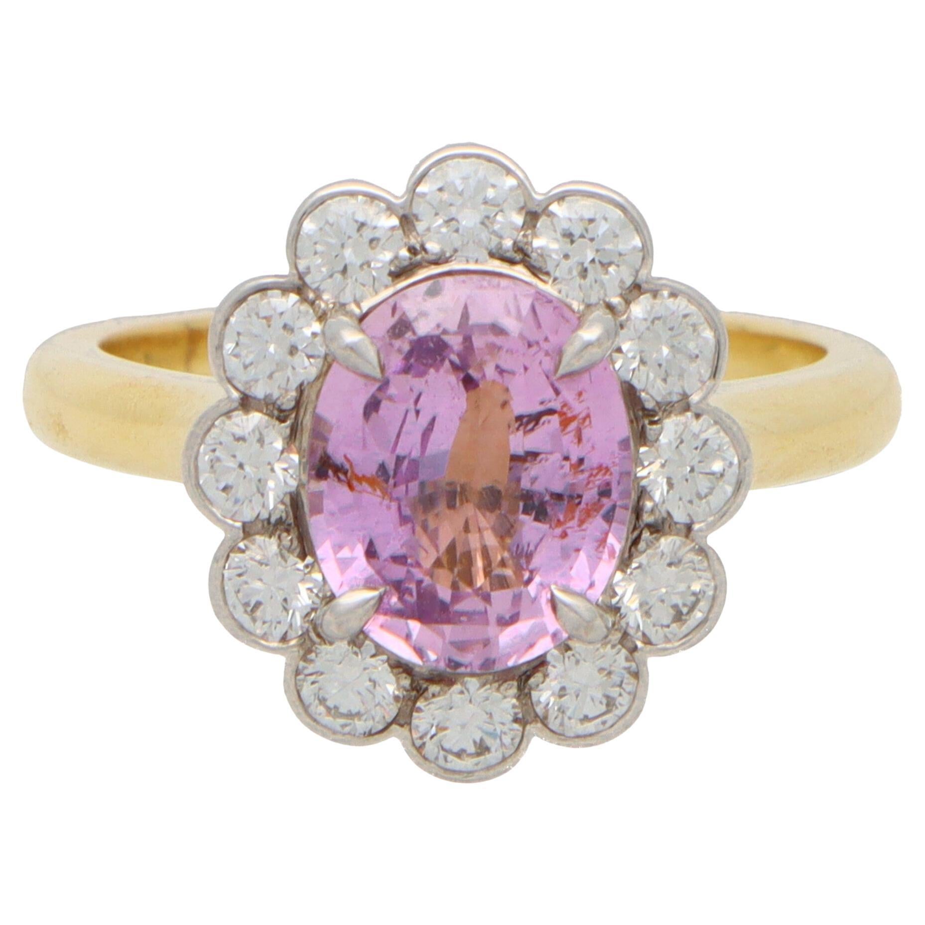 Patel Pink Sapphire and Diamond Floral Cluster Ring