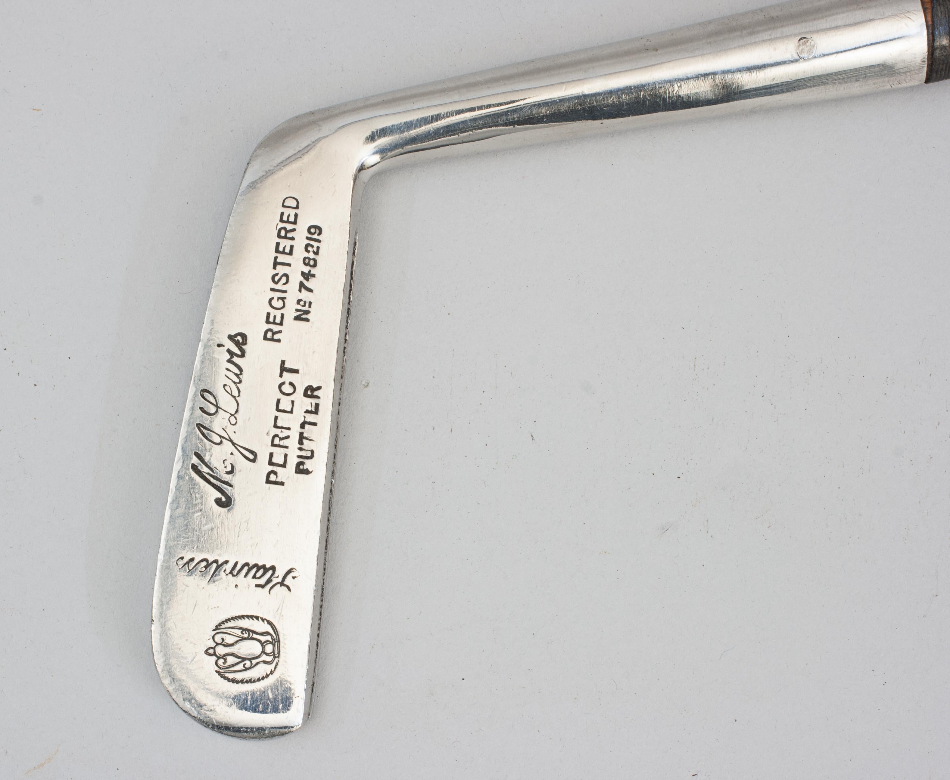Patent Golf Club, M.J Lewis Perfect Putter In Good Condition For Sale In Oxfordshire, GB
