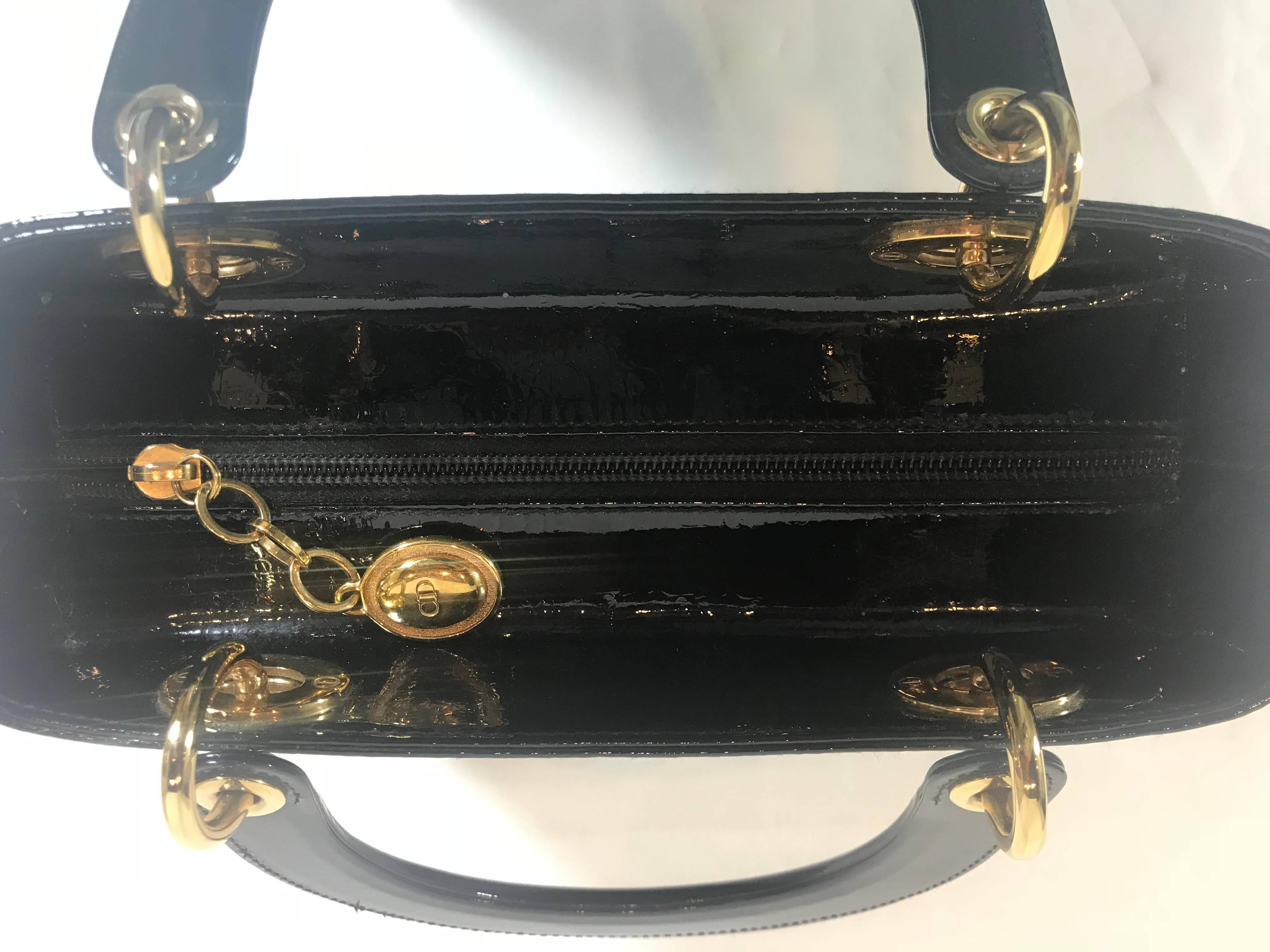Lady Dior Black Patent leather Medium Bag at 1stDibs