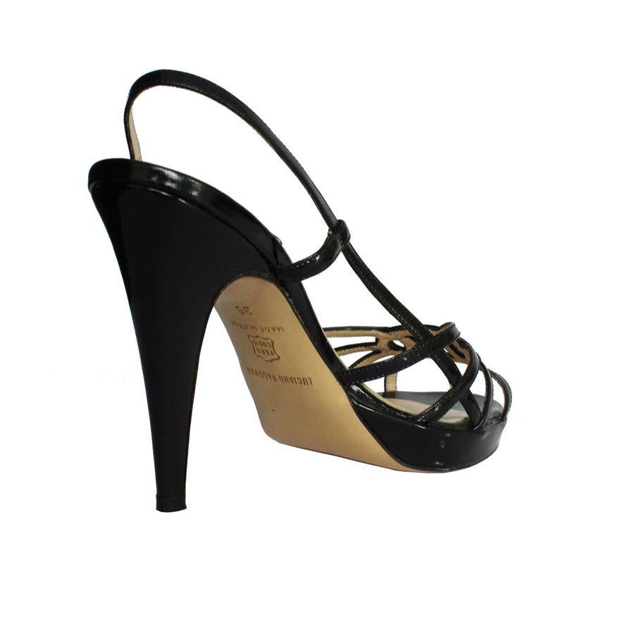 Black Luciano Padovan Patent sandal size 36 For Sale
