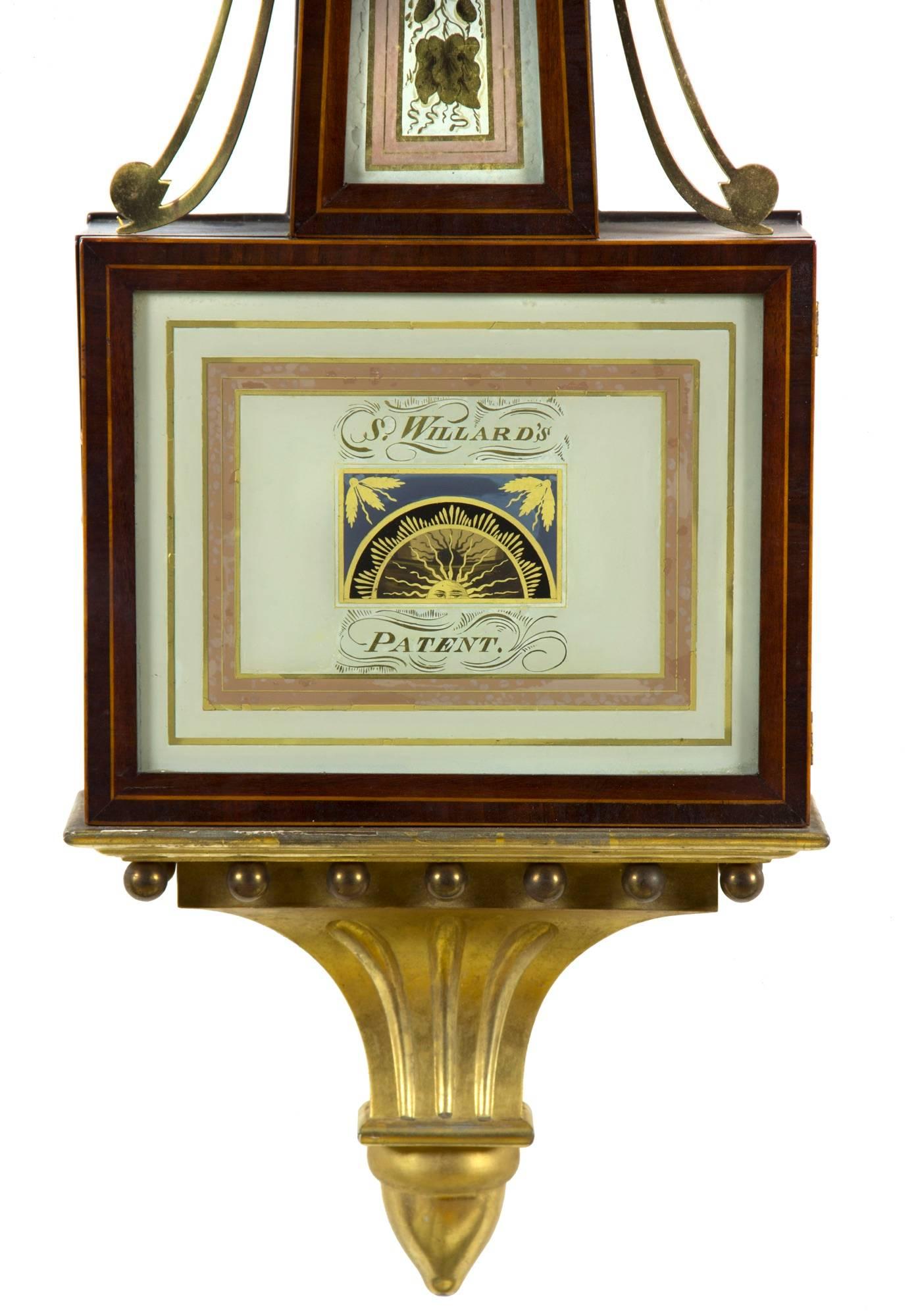 Neoclassical Patent Timepiece Banjo Clock, Providence, RI by Walter H. Durfee, circa 1900 For Sale