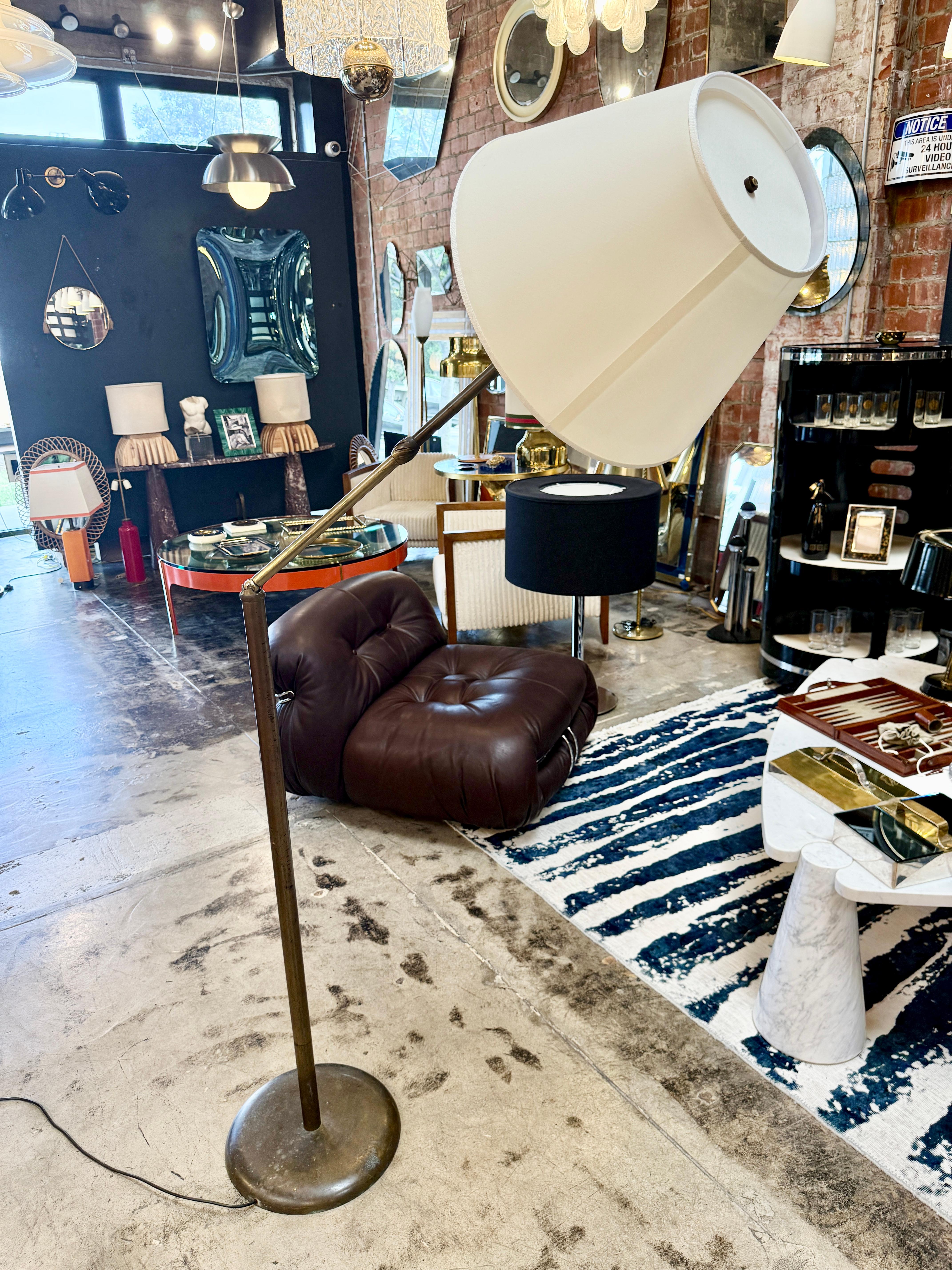 Patented Adjustable Brass Floor Lamp by Angelo Lelli for Arredoluce, Italy, 1950 For Sale 8