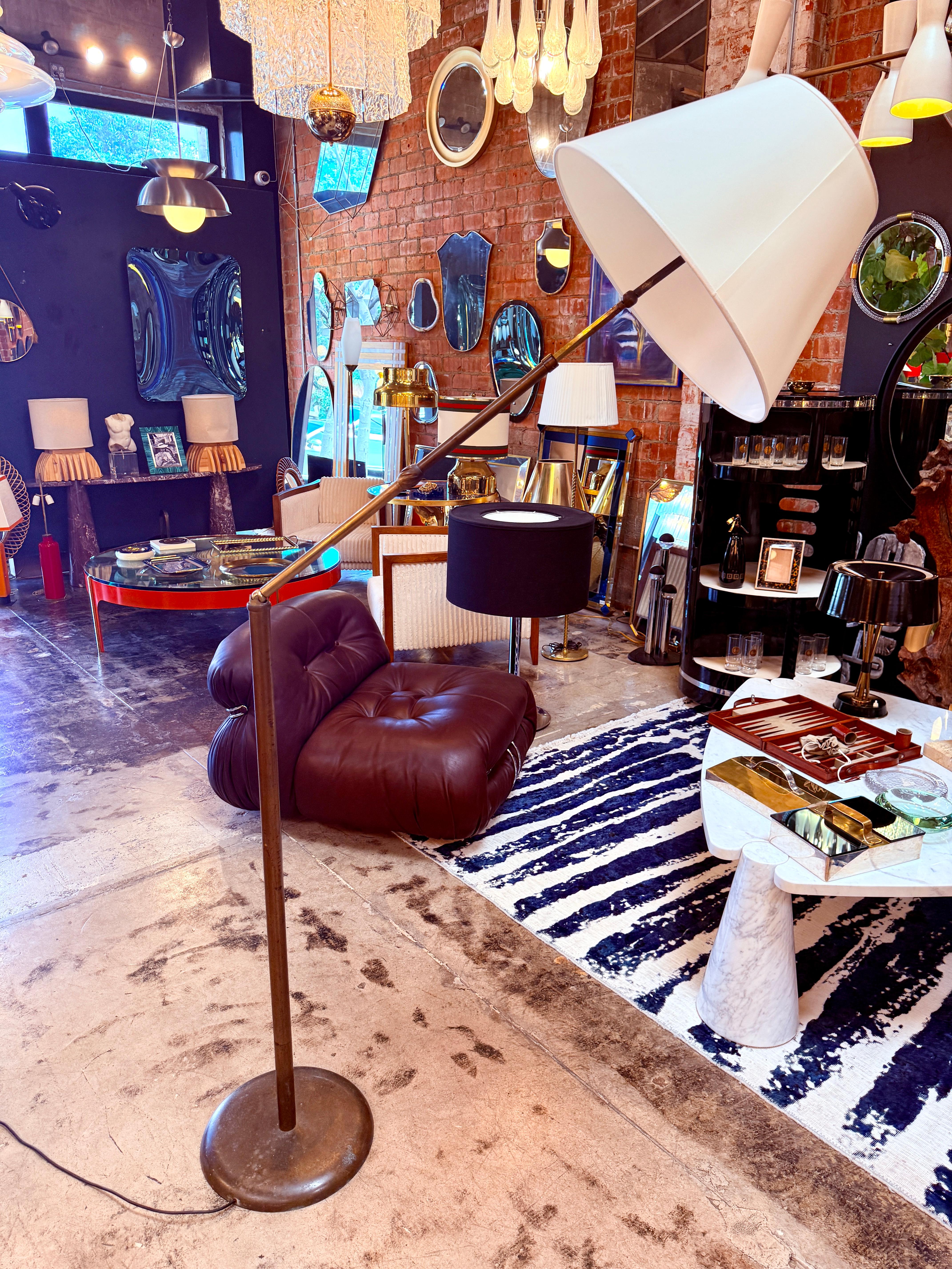 Mid-20th Century Patented Adjustable Brass Floor Lamp by Angelo Lelli for Arredoluce, Italy, 1950 For Sale