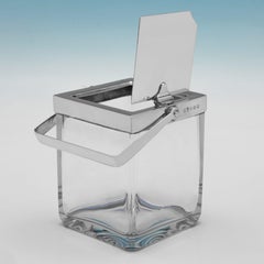 Patented jam pot in sterling silver and glass - made for Harrods in 1911