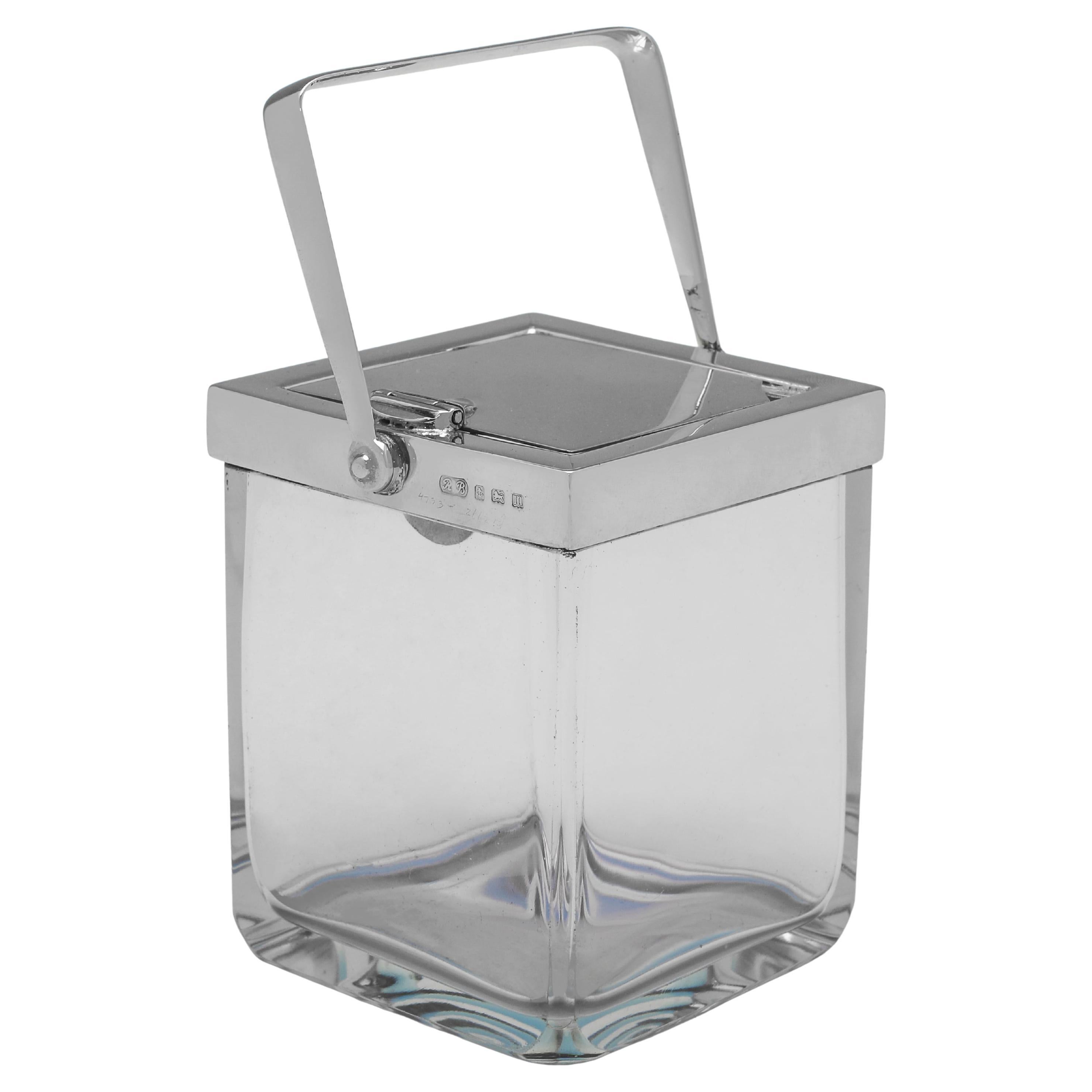 Patented jam pot in sterling silver and glass - made for Harrods in 1911