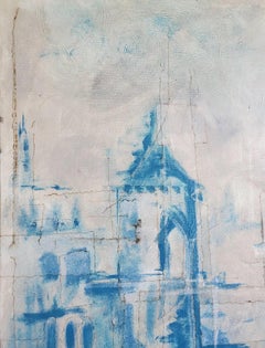 "Pathstone" Peinture abstraite architecturale en techniques mixtes de Louis Shields, 2018.