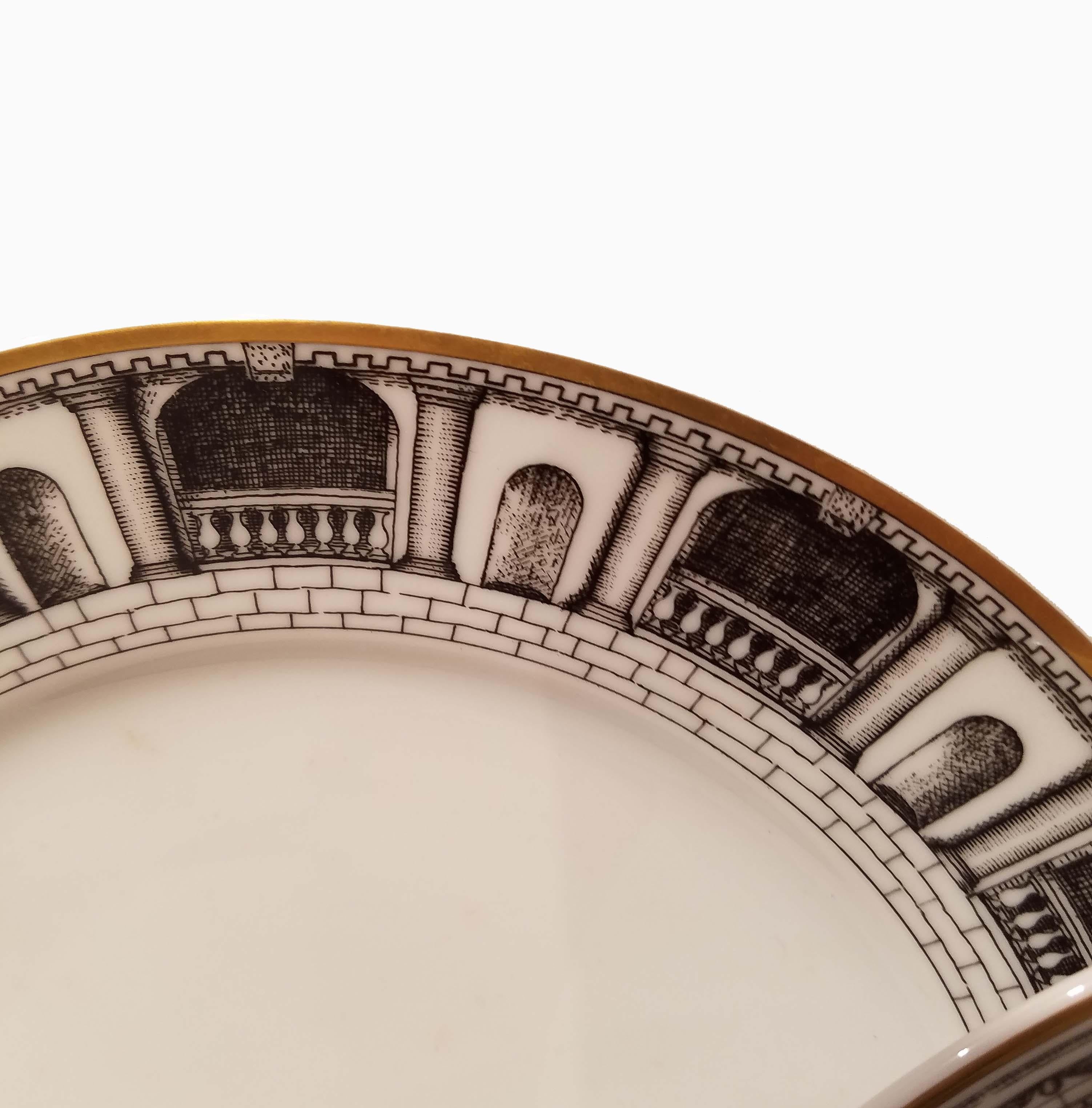 Glazed Partial Set of 9 Pieces Fornasetti for Rosenthal Palladiana Pattern Plates