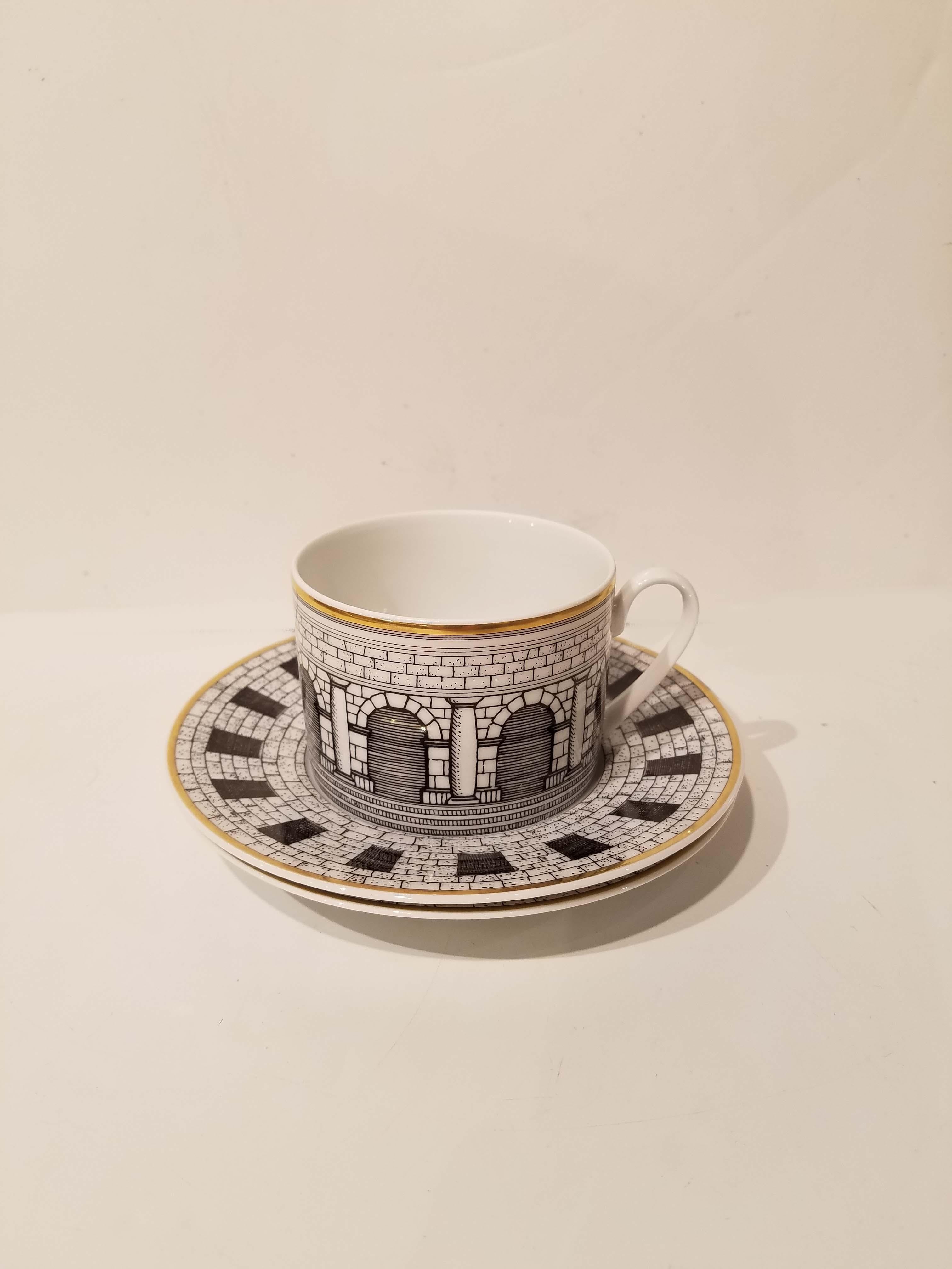 20th Century Partial Set of 9 Pieces Fornasetti for Rosenthal Palladiana Pattern Plates
