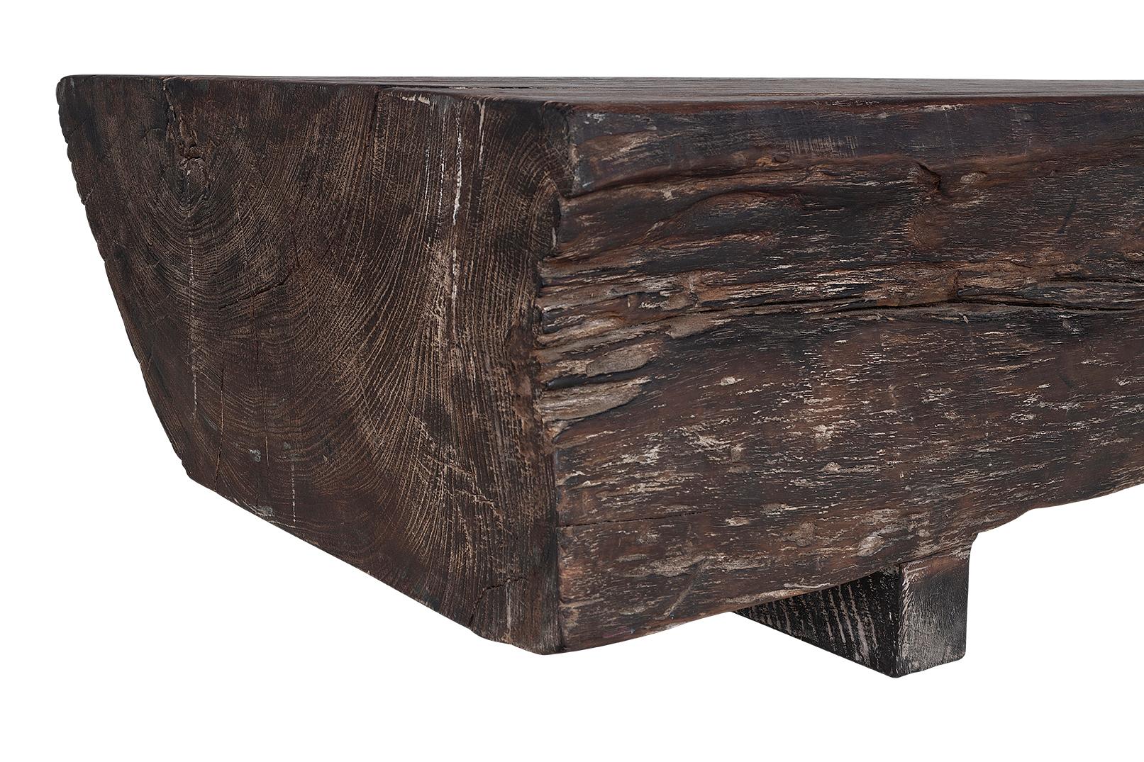 Patina Finish Lychee Wood Coffee Table In Good Condition For Sale In Dallas, TX