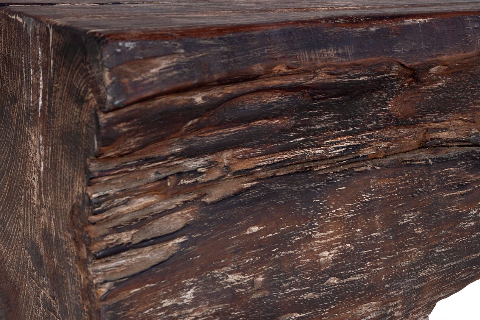 20th Century Patina Finish Lychee Wood Coffee Table For Sale