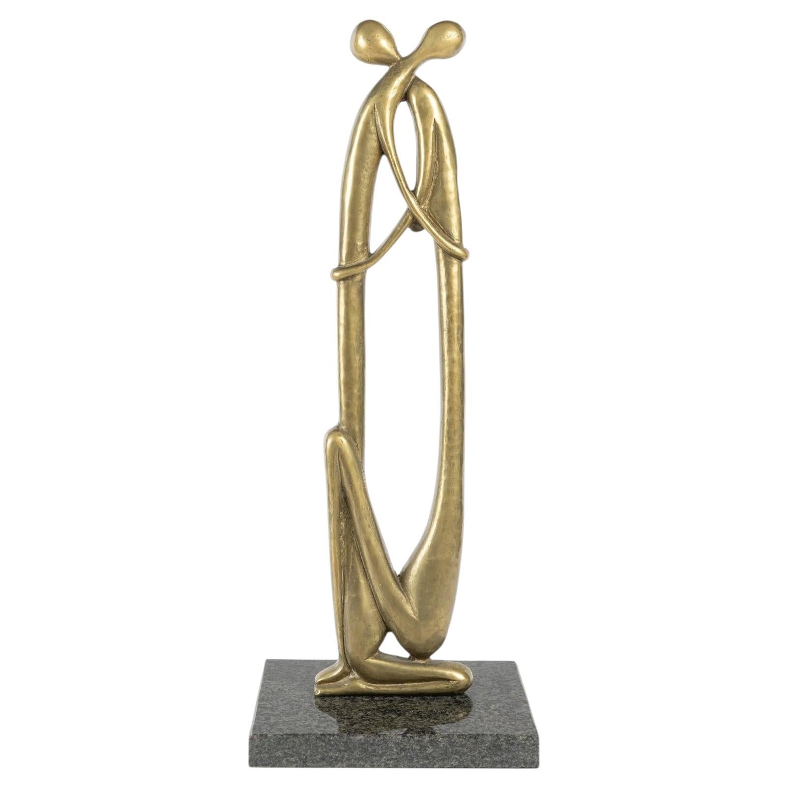 Patina-Finished Bronze Sculpture with a Granite Base, circa 1950, 20th Century.