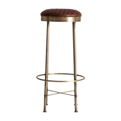 Gold Metal and Leather Bar Stool