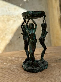 Portacandele e bruciaincenso con sirene in patina