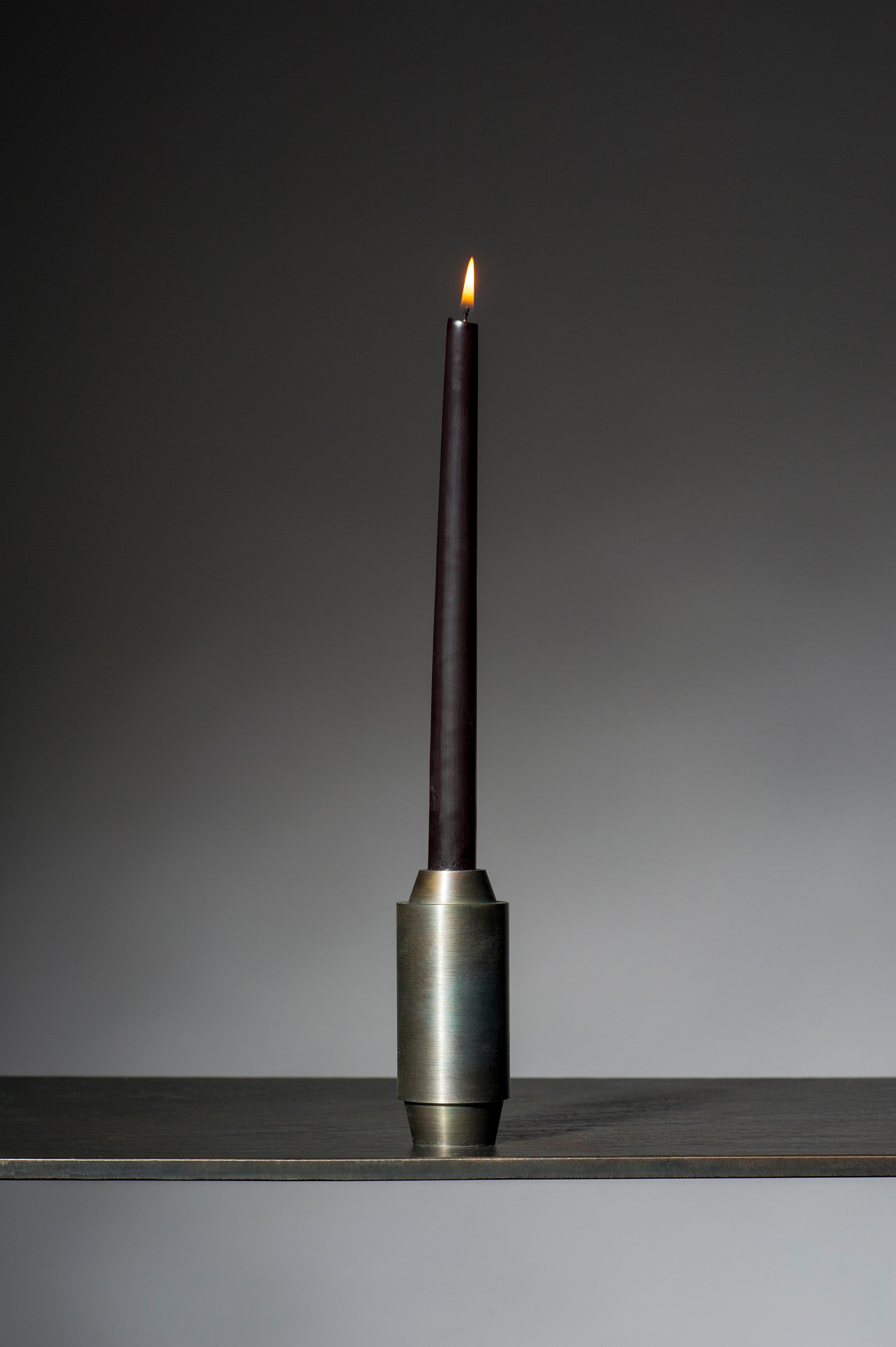European Patina on Steel Candlestick by Lukasz Friedrich