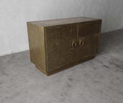 Patinated Brass Clad Cabinet by Sarreid Spain